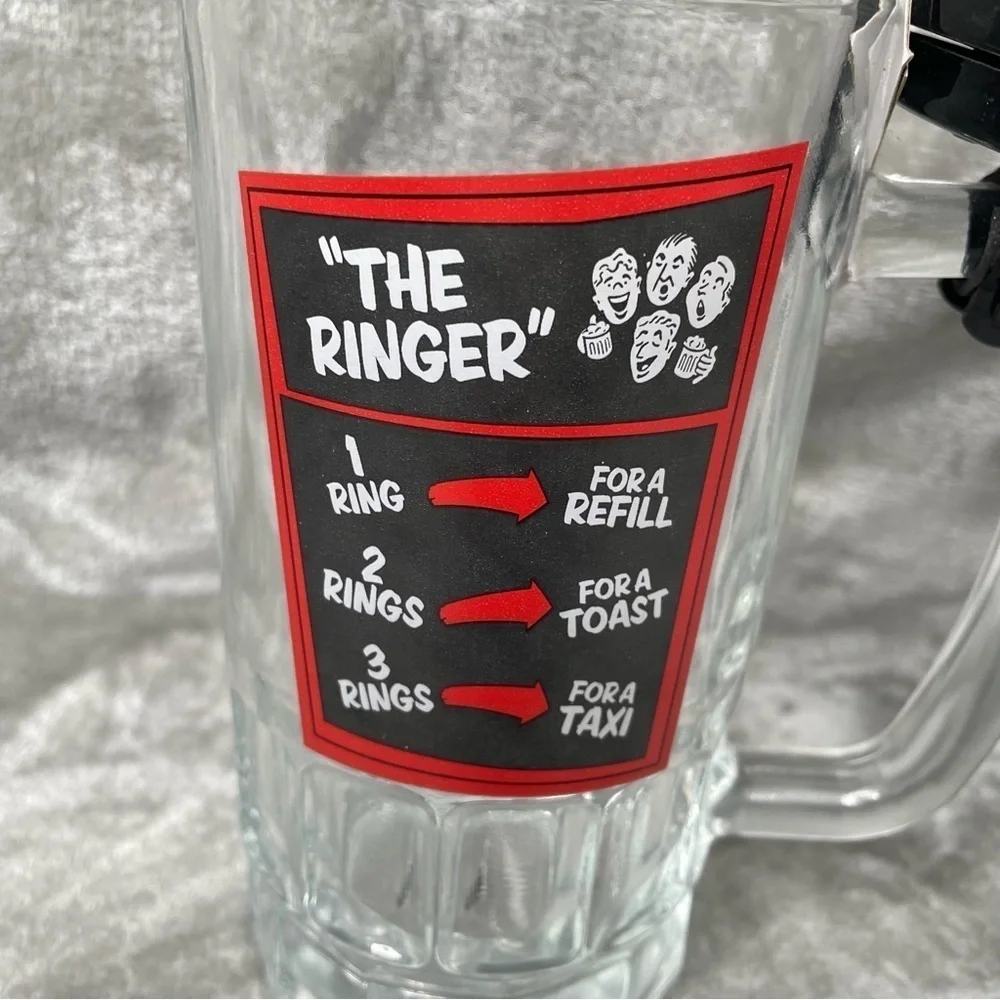 Wembley The Ringer 20 oz Beer Mug with Service Bell Clear Glass Novelty Gag Gift